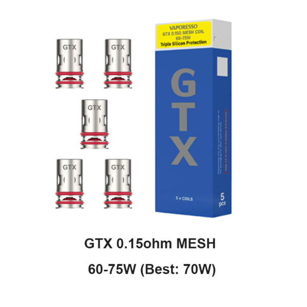 Vaporesso GTX Coil for Target 80 / Target PM30 , GTX One / Go 40 / Go 80, GEN Nano / Air 40 / PT60 / PT80 S / Gen160 / FIT 40, Xiron, Luxe PM40 / PM80 / PM80 S, SWAG PX80, Luxe XR / XR MAX / X PRO / LUXE X2 (5pcs/pack)