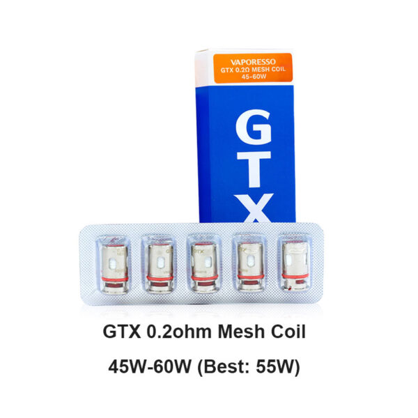 Vaporesso GTX Coil for Target 80 / Target PM30 , GTX One / Go 40 / Go 80, GEN Nano / Air 40 / PT60 / PT80 S / Gen160 / FIT 40, Xiron, Luxe PM40 / PM80 / PM80 S, SWAG PX80, Luxe XR / XR MAX / X PRO / LUXE X2 (5pcs/pack)