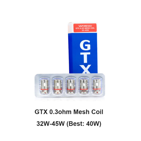 Vaporesso GTX Coil for Target 80 / Target PM30 , GTX One / Go 40 / Go 80, GEN Nano / Air 40 / PT60 / PT80 S / Gen160 / FIT 40, Xiron, Luxe PM40 / PM80 / PM80 S, SWAG PX80, Luxe XR / XR MAX / X PRO / LUXE X2 (5pcs/pack)