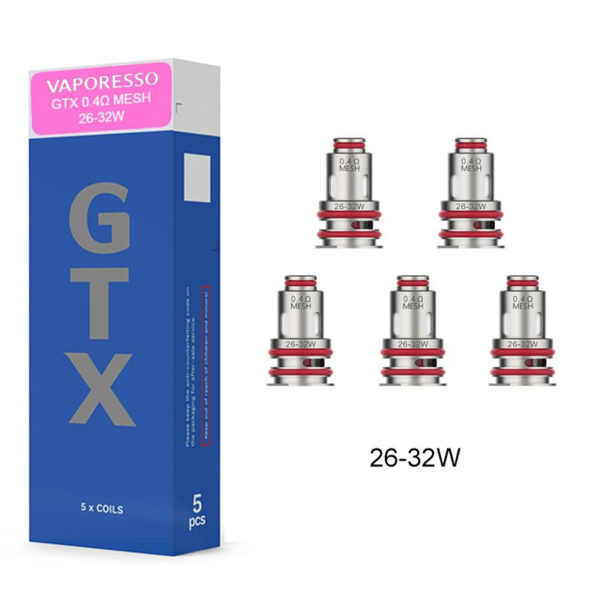 Vaporesso GTX Coil for Target 80 / Target PM30 , GTX One / Go 40 / Go 80, GEN Nano / Air 40 / PT60 / PT80 S / Gen160 / FIT 40, Xiron, Luxe PM40 / PM80 / PM80 S, SWAG PX80, Luxe XR / XR MAX / X PRO / LUXE X2 (5pcs/pack)