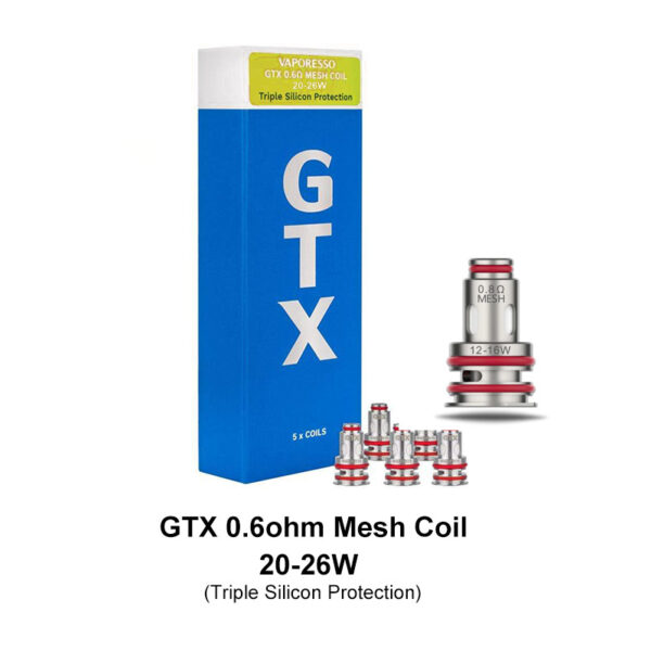 Vaporesso GTX Coil for Target 80 / Target PM30 , GTX One / Go 40 / Go 80, GEN Nano / Air 40 / PT60 / PT80 S / Gen160 / FIT 40, Xiron, Luxe PM40 / PM80 / PM80 S, SWAG PX80, Luxe XR / XR MAX / X PRO / LUXE X2 (5pcs/pack)