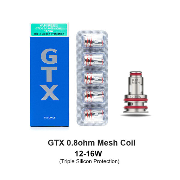 Vaporesso GTX Coil for Target 80 / Target PM30 , GTX One / Go 40 / Go 80, GEN Nano / Air 40 / PT60 / PT80 S / Gen160 / FIT 40, Xiron, Luxe PM40 / PM80 / PM80 S, SWAG PX80, Luxe XR / XR MAX / X PRO / LUXE X2 (5pcs/pack)