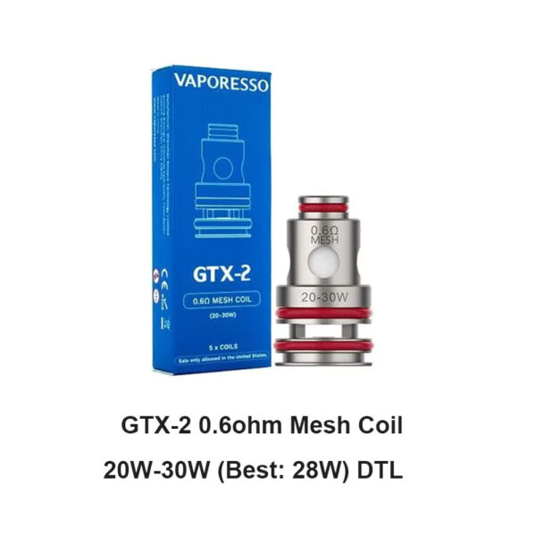 Vaporesso GTX Coil for Target 80 / Target PM30 , GTX One / Go 40 / Go 80, GEN Nano / Air 40 / PT60 / PT80 S / Gen160 / FIT 40, Xiron, Luxe PM40 / PM80 / PM80 S, SWAG PX80, Luxe XR / XR MAX / X PRO / LUXE X2 (5pcs/pack)