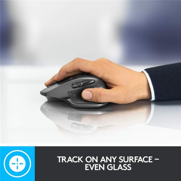 Logitech MX Master 2S Wireless Mouse – Use on Any Surface, Hyper-fast Scrolling Ergonomic Shape Rechargeable Control up to 3 Apple Mac and Windows Computers (Bluetooth or USB) Graphite(500 mAh)