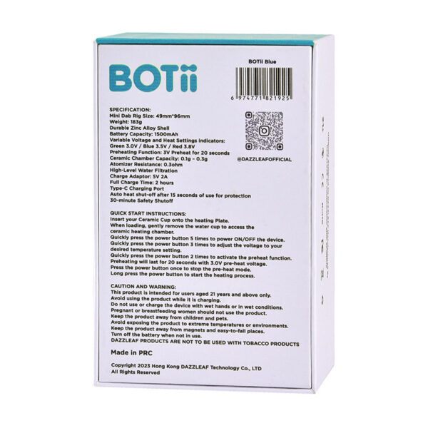 DAZZLEAF BOTii Mini Rig Water Pipe Vaporizer 1500mAh