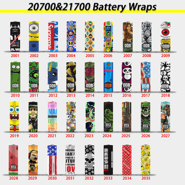 20pcs 20700&21700 Battery Wrappers