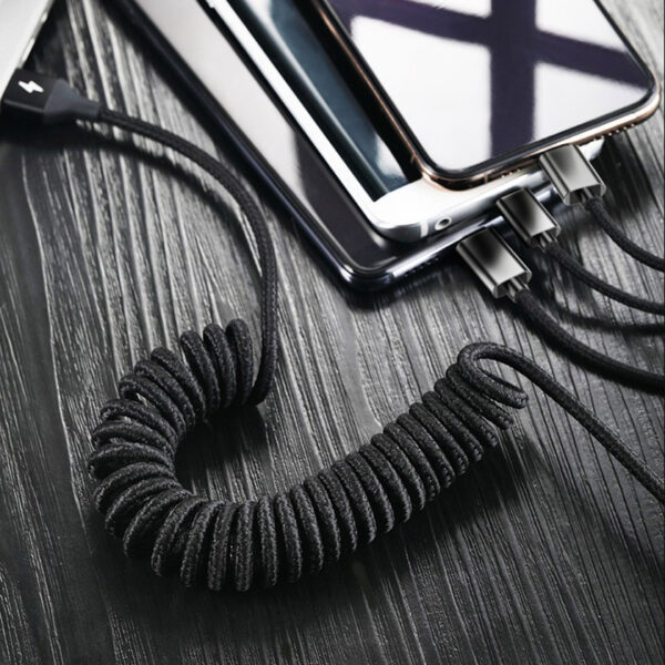 ROCK 3 in 1 Metal Stretchable Charge,Sync Cable 200cm