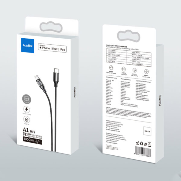 ROCK A1 MFi USB C to Lightning PD Fast Charge Sync Cable 100cm