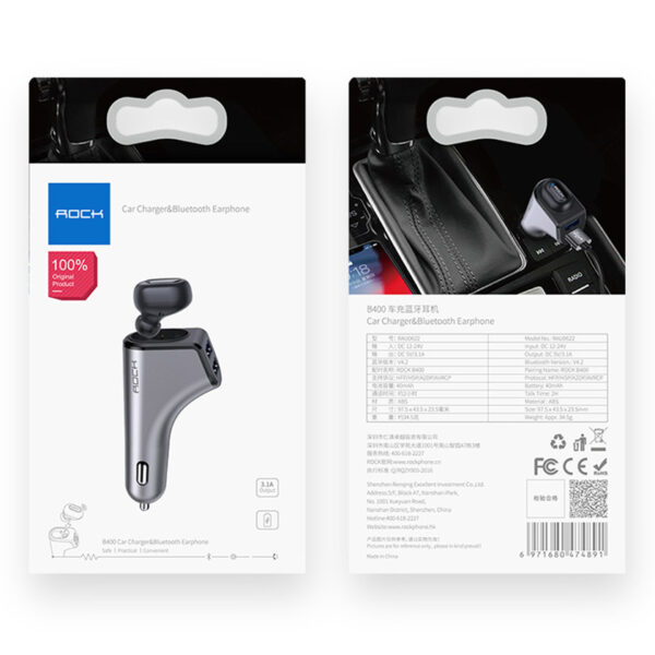 ROCK B400 Car Charger,Bluetooth Earphone