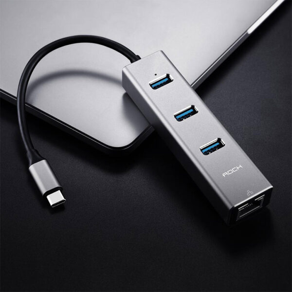 ROCK Type C to USB3.0 & 3,RJ45 Converter