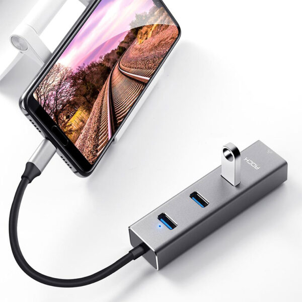 ROCK Type C to USB3.0 & 3,RJ45 Converter