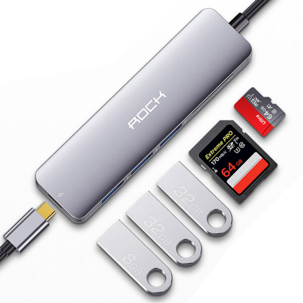 ROCK USB C to USB & 3,TF/SD,PD Converter