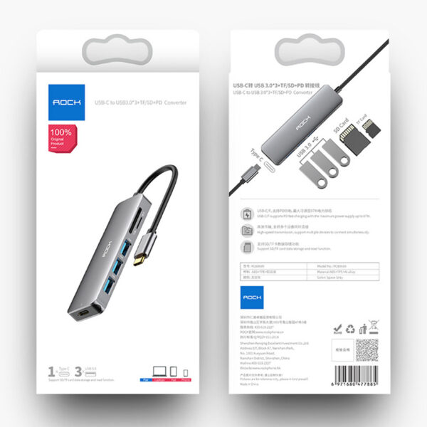 ROCK USB C to USB & 3,TF/SD,PD Converter