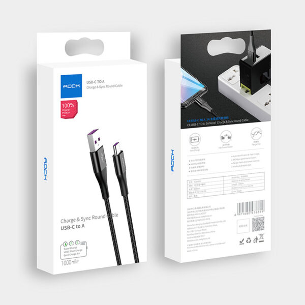ROCK C8 C to A 5A Metal Charge,Sync Round Cable 100cm/200cm