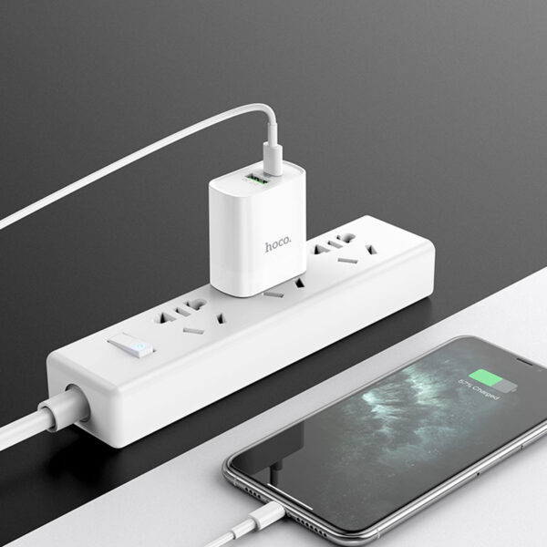 HOCO C80 Rapido PD+QC3.0 Fast Charger For 7/7 Plus/6S/6S Plus/6 Plus/6/SE (2020)/ 11/ 11Pro/11ProMax/XsMax,/XR/ XS/X/8/8 Plus/ AirPods/Ipad/Samsung/LG/HTC/Huawei/Moto/xiao MI and More