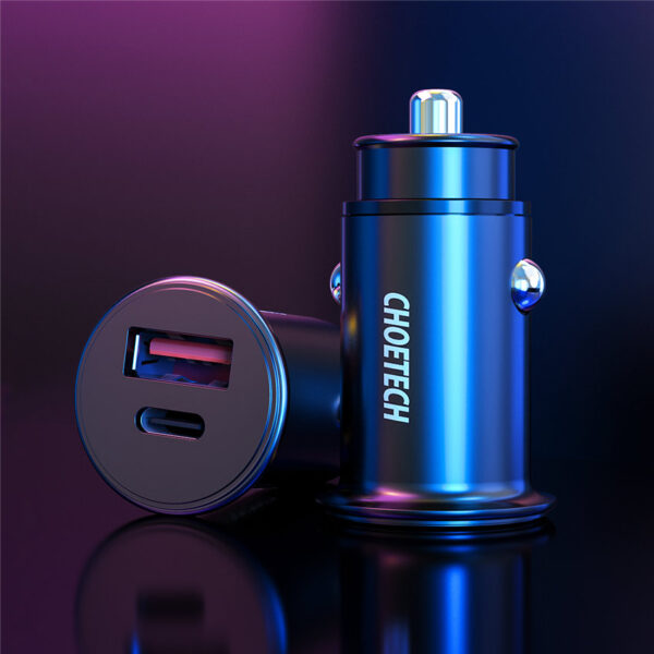 CHOETECH TC0006 PD+QC Fast Car Charger For 7/7 Plus/6S/6S Plus/6 Plus/6/SE (2020)/ 11/ 11Pro/11ProMax/XsMax,/XR/ XS/X/8/8 Plus/ AirPods/Ipad/Samsung/LG/HTC/Huawei/Moto/xiao MI and More