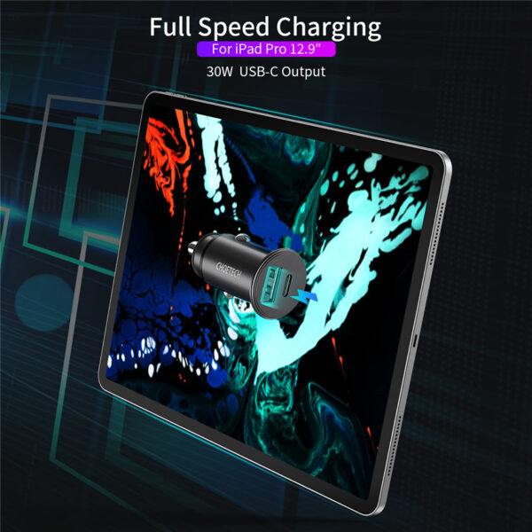 CHOETECH TC0006 PD+QC Fast Car Charger For 7/7 Plus/6S/6S Plus/6 Plus/6/SE (2020)/ 11/ 11Pro/11ProMax/XsMax,/XR/ XS/X/8/8 Plus/ AirPods/Ipad/Samsung/LG/HTC/Huawei/Moto/xiao MI and More