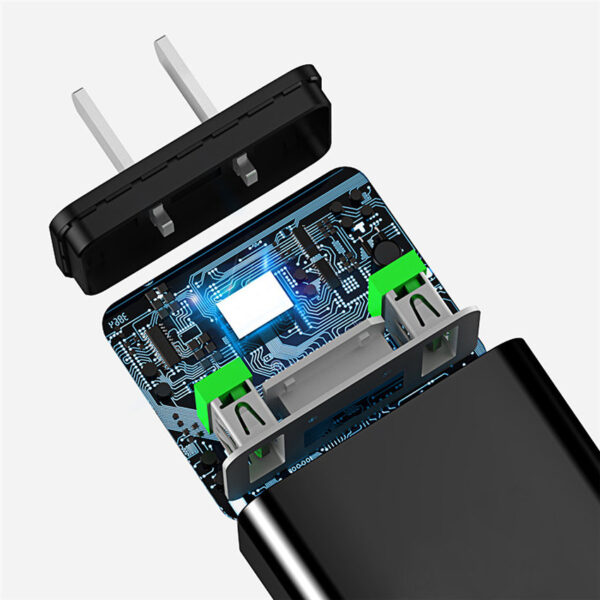 CHOETECH C0028 2*USB A Ports 15W Wall Charger With Digital Display Fast Charging For 7/7 Plus/6S/6S Plus/6 Plus/6/SE (2020)/ 11/ 11Pro/11ProMax/XsMax,/XR/ XS/X/8/8 Plus/ AirPods/Ipad/Samsung/LG/HTC/Huawei/Moto/xiao MI and More