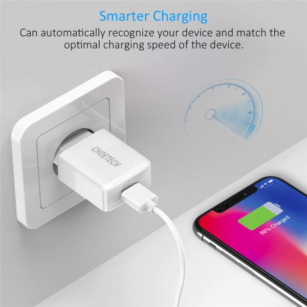 CHOETECH C0029 Single 5V/2A USB Fast Charging For 7/7 Plus/6S/6S Plus/6 Plus/6/SE (2020)/ 11/ 11Pro/11ProMax/XsMax,/XR/ XS/X/8/8 Plus/ AirPods/Ipad/Samsung/LG/HTC/Huawei/Moto/xiao MI and More
