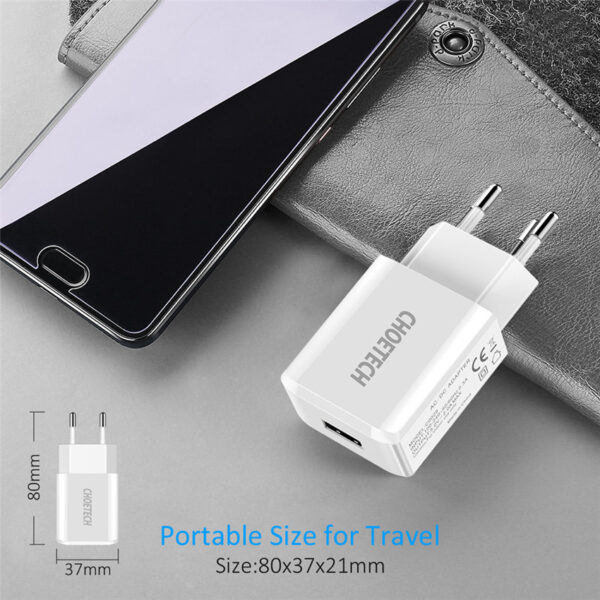 CHOETECH C0029 Single 5V/2A USB Fast Charging For 7/7 Plus/6S/6S Plus/6 Plus/6/SE (2020)/ 11/ 11Pro/11ProMax/XsMax,/XR/ XS/X/8/8 Plus/ AirPods/Ipad/Samsung/LG/HTC/Huawei/Moto/xiao MI and More