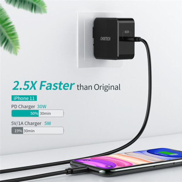 CHOETECH Q6005 USB-C Fast Charging For 7/7 Plus/6S/6S Plus/6 Plus/6/SE (2020)/ 11/ 11Pro/11ProMax/XsMax,/XR/ XS/X/8/8 Plus/ AirPods/Ipad/Samsung/LG/HTC/Huawei/Moto/xiao MI and More