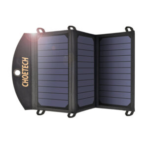 CHOETECH SC001 19W Three Panels Solar Charger Dual USB(5V/4A Max Overall), Portable Waterproof Solar Panels Phone Charger Compatible With Phone 11/Xs/XR/X/8, iPad, Samsung Galaxy, LG, Google Pixel And More