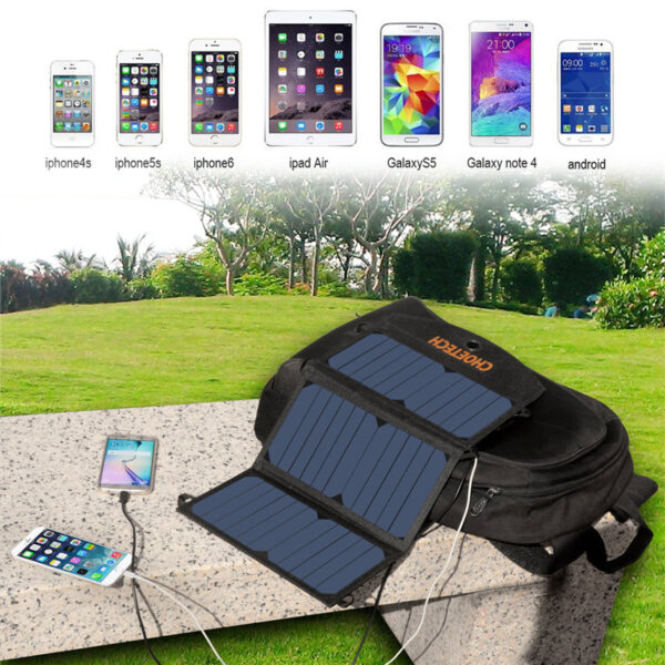 CHOETECH SC001 19W Three Panels Solar Charger Dual USB(5V/4A Max Overall), Portable Waterproof Solar Panels Phone Charger Compatible With Phone 11/Xs/XR/X/8, iPad, Samsung Galaxy, LG, Google Pixel And More