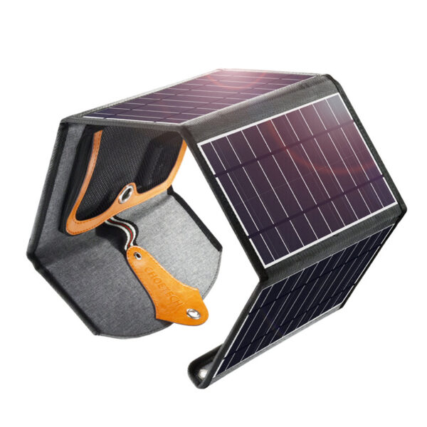 CHOETECH SC005 22W Three Panels Solar Charger Dual USB(5V/4A Max Overall), Portable Waterproof Solar Panels Phone Charger Compatible With Phone 11/Xs/XR/X/8, iPad, Samsung Galaxy, LG, Google Pixel And More