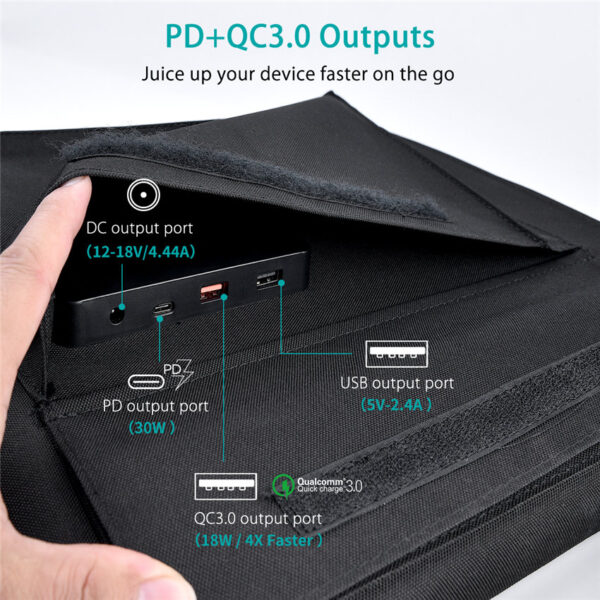 CHOETECH SC007 80W Three Panels Solar Charger Portable Waterproof Solar Panels Phone Charger