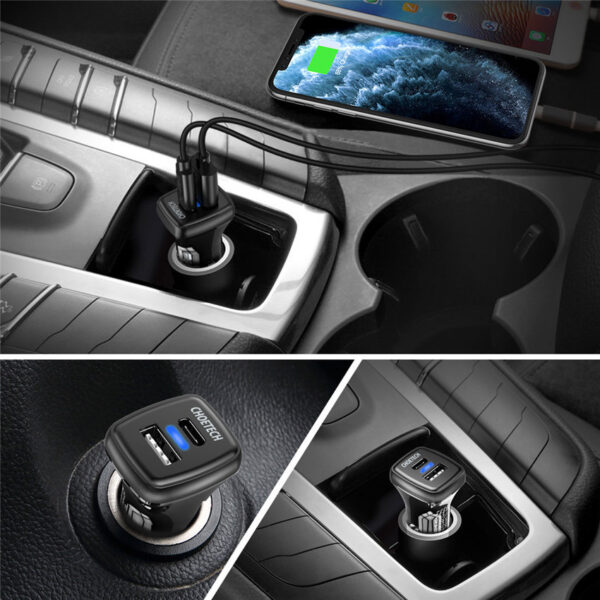 CHOETECH TC0005 CHOETECH Quick Charge 3.0 QC USB Car Charge Fast Charging For 7/7 Plus/6S/6S Plus/6 Plus/6/SE (2020)/ 11/ 11Pro/11ProMax/XsMax,/XR/ XS/X/8/8 Plus/ AirPods/Ipad/Samsung/LG/HTC/Huawei/Moto/xiao MI and More