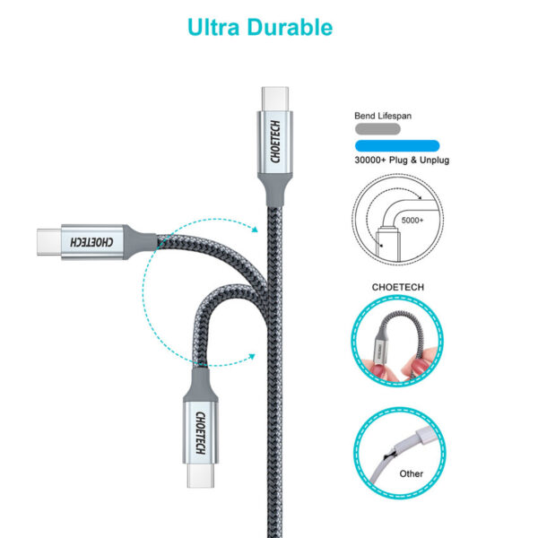 CHOETECH XCC-1002-GY PD100W TYPE-C To TYPE-C Cable(1.8M)
