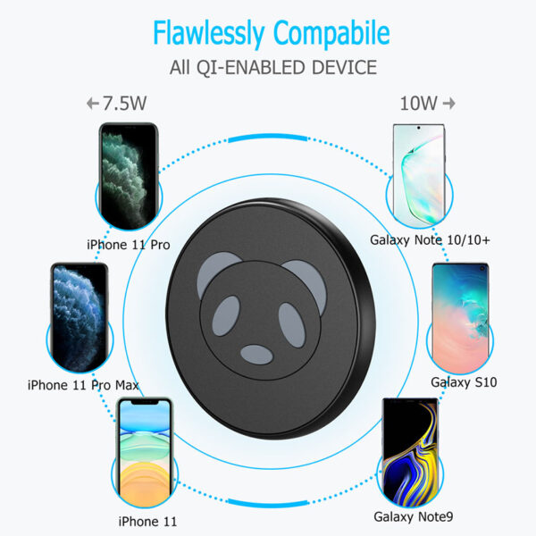 CHOETECH T528-S Panda Fast Wireless Charging Pad 10W For 11/11Pro/11ProMax/XR/XsMax/XS/X/8/8Plus/S20/S10/S9/S8/Note 10/Note 9 and More
