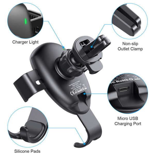 CHOETECH T536-S Air Vent Phone Holder Wireless Car Charger For 11/11Pro/11ProMax/XR/XsMax/XS/X/8/8Plus/S20/S10/S9/S8/Note 10/Note 9 and More