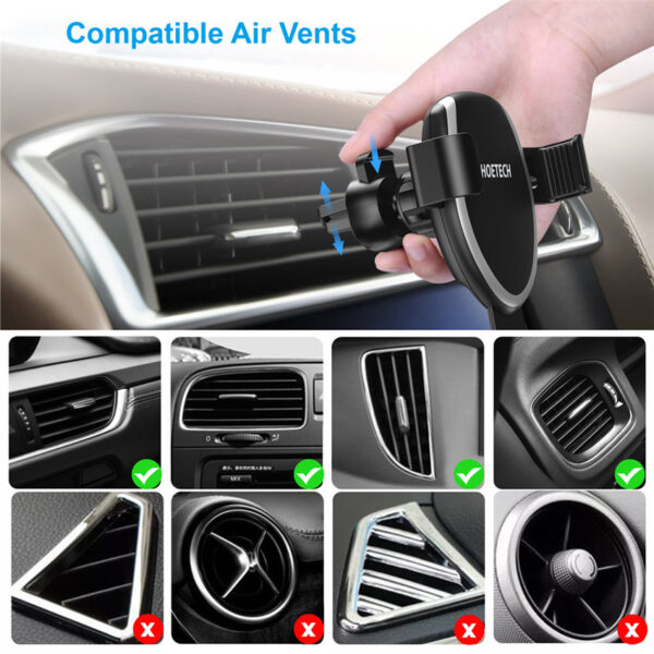CHOETECH T536-S Air Vent Phone Holder Wireless Car Charger For 11/11Pro/11ProMax/XR/XsMax/XS/X/8/8Plus/S20/S10/S9/S8/Note 10/Note 9 and More