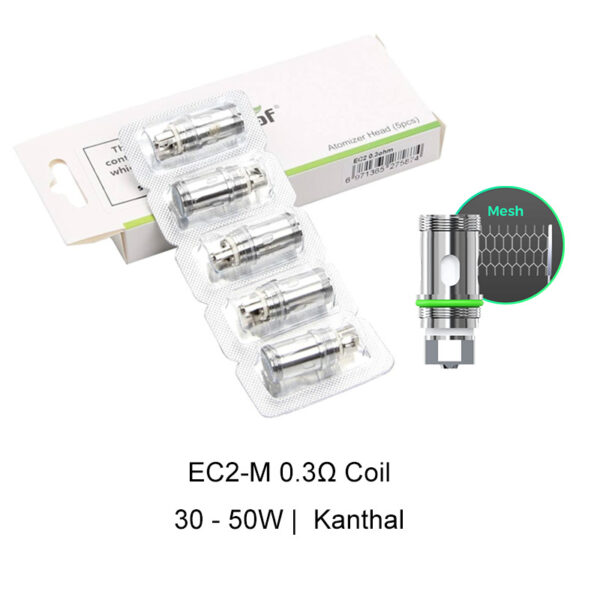 Eleaf EC Series Coil Heads for iSmoka Eleaf iJust S & iJust 2 & ijust 2 Mini & Melo & Melo 2 & Melo 3 & Melo 3 Mini & Pico & lemo 3 & Atlantis & Atlantis 2 & Atalantis Mega & Pico Plus & iJust ECM Tank & MELO 4 & MELO 3 Nano & Melo 6 Tank(5pcs/pack)