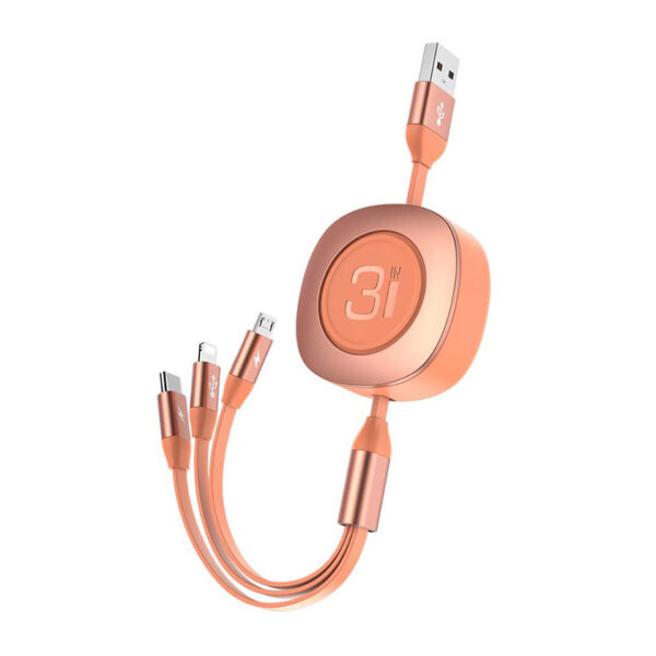 ROCK G3 Retractable 3 in 1 Charge Sync Cable 120cm