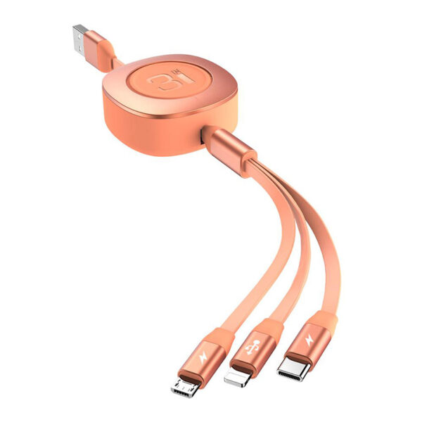 ROCK G3 Retractable 3 in 1 Charge Sync Cable 120cm