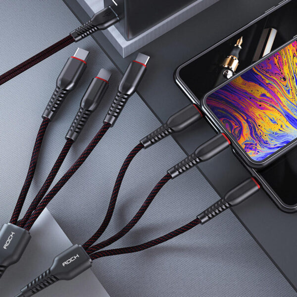 ROCK G6 Metal Braided 6 in 1 Charge,Sync Cable 200cm