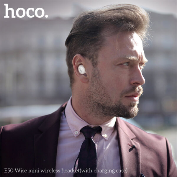 HOCO E50 Smart Mini Bluetooth Headset With Charging box(50mAh)