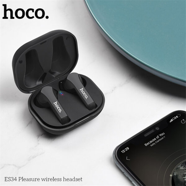 HOCO ES34 True Wireless Earbuds With Charging Case Bulit-in Mic Premium Sound With Deep Bass For Sport Running (400mAh)