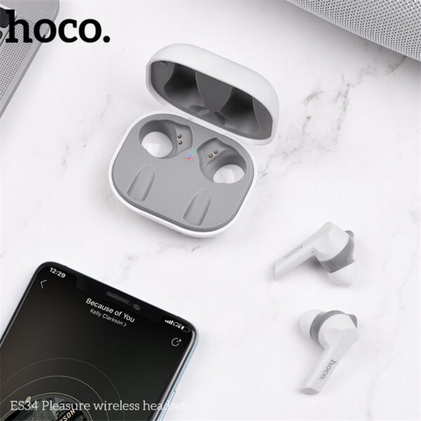 HOCO ES34 True Wireless Earbuds With Charging Case Bulit-in Mic Premium Sound With Deep Bass For Sport Running (400mAh)