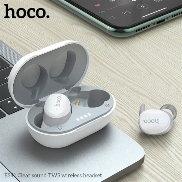 HOCO ES41 Bluetooth 5.0 True Wireless Earbuds With Charging Case Bulit-in Mic Premium Sound With Deep Bass For Sport Running(400mAh)