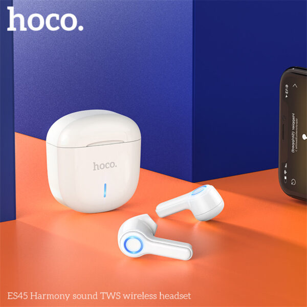 HOCO ES45 Bluetooth 5.0 True Wireless Earbuds With Charging Case Bulit-in Mic Premium Sound With Deep Bass For Sport Running(320mAh)