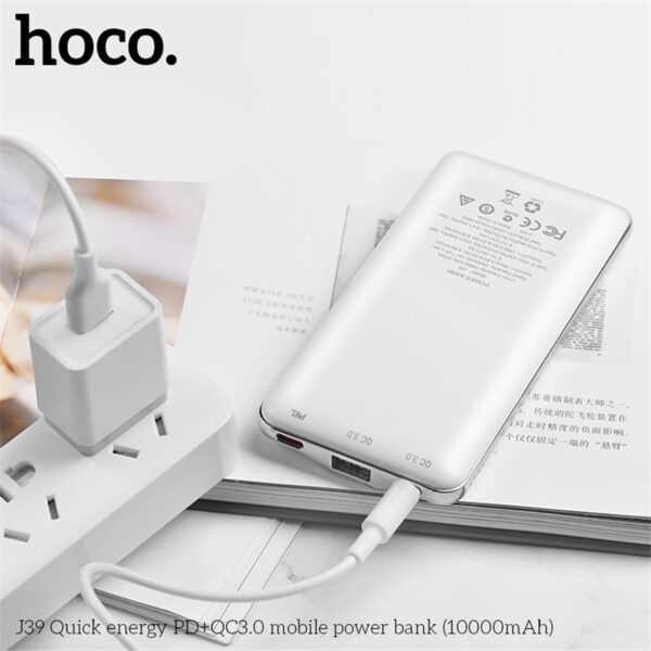 HOCO J39 Quick Energy PD+QC3.0 Mobile Power Bank High Speed Charging For 7/7 Plus/6S/6S Plus/6 Plus/6/SE (2020)/ 11/ 11Pro/11ProMax/XsMax,/XR/ XS/X/8/8 Plus/ AirPods/Ipad/Samsung/LG/HTC/Huawei/Moto/xiao MI and More(10000mAh)