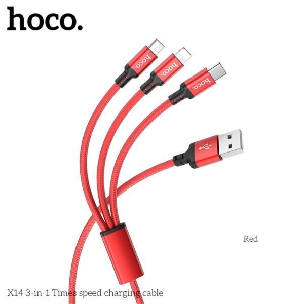 HOCO X14 3-in-1 Times Speed Charging Cable Fast Charging
