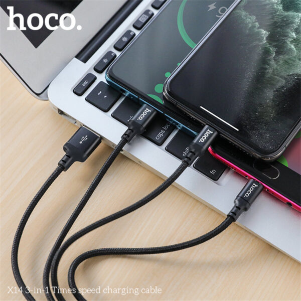 HOCO X14 3-in-1 Times Speed Charging Cable Fast Charging