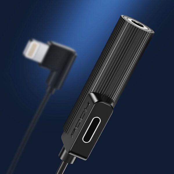 ROCK L Shape Lightning Metal Charge,Audio 2 in 1 Cable W Version A