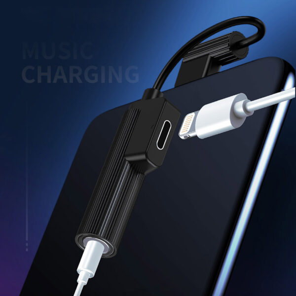 ROCK L Shape Lightning Metal Charge,Audio 2 in 1 Cable W Version A