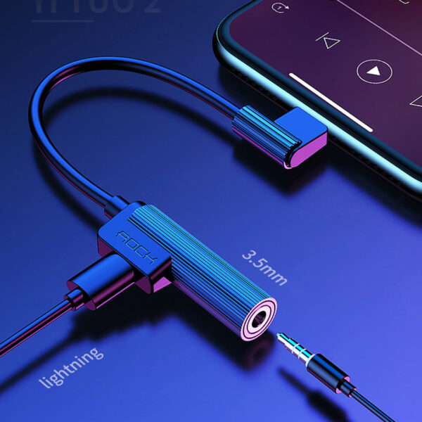 ROCK L Shape Lightning Metal Charge,Audio 2 in 1 Cable W Version A