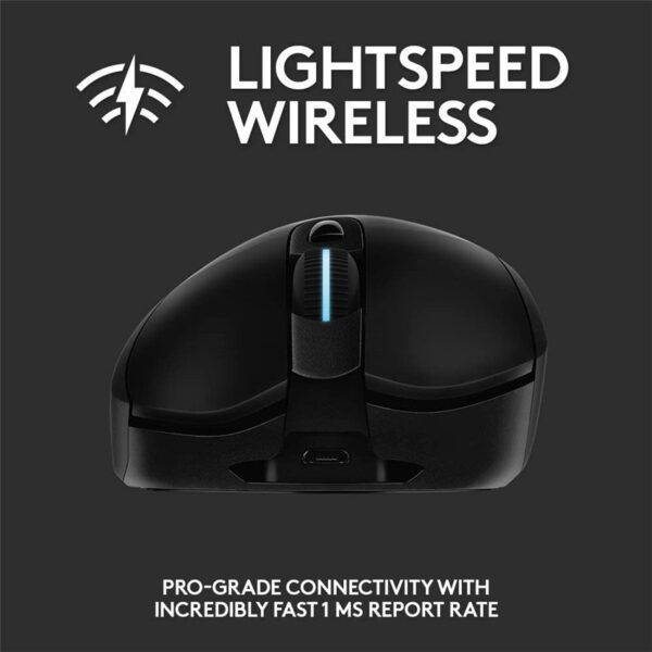 Logitech G703 Lightspeed Wireless Gaming Mouse W/Hero 16K Sensor PowerPlay Compatible Lightsync RGB Lightweight 95G+10G Optional 100-16, 000 DPI Rubber Side Grips - Black